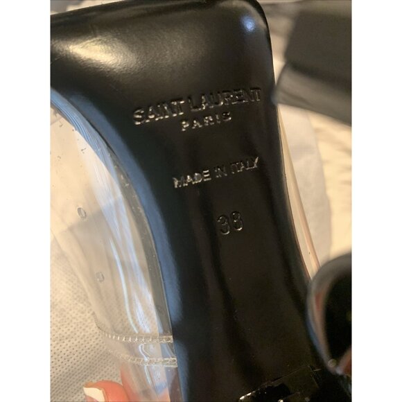 saint laurent authentic Clear Black PVC Signature Logo Pumps Heels 8 - Picture 7 of 8
